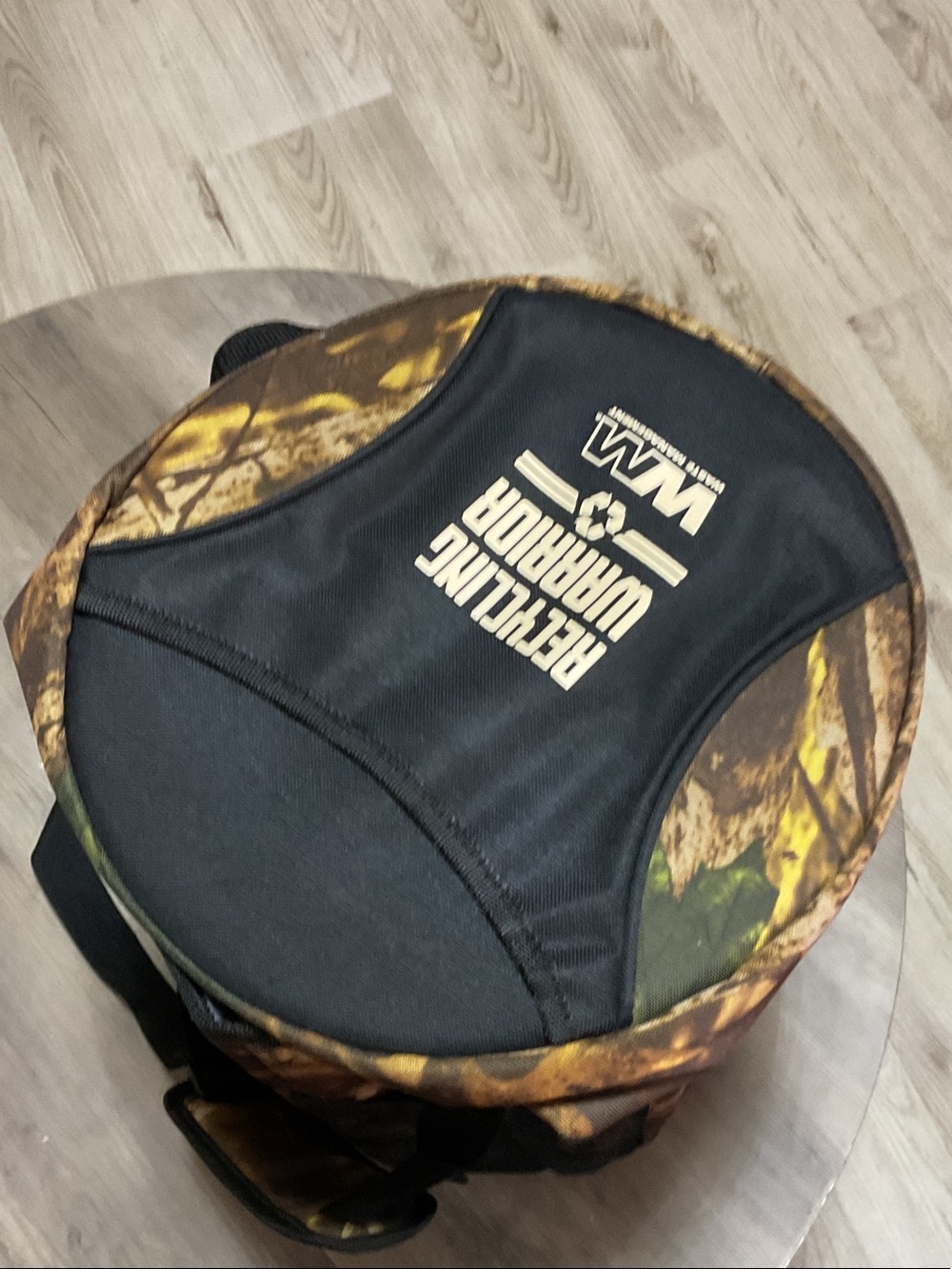 The Bag  Black with Brown & Green Camo Round Duffel Cooler
